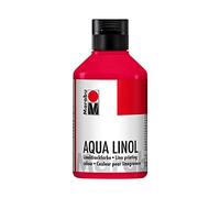 Marabu 15100013032 - Encre pour linoléum à base d'eau, résistante aux taches, rouge carmin, 250 ml, pour toutes les techniques haute pression à l'école, les loisirs et le graphisme