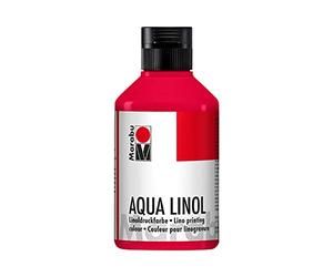 Marabu 15100013032 - Encre pour linoléum à base d'eau, résistante aux taches, rouge carmin, 250 ml, pour toutes les techniques haute pression à l'école, les loisirs et le graphisme