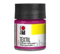 Marabu 17160005014 - Peinture textile pour tissus clairs, magenta 50 ml, Encre à base d'eau, résistant au lavage jusqu'à 60°C, fixation par repassage ou au four