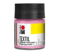 Marabu 17160005236 - Peinture Textile pour Tissus clairs, Rose Clair 50 ML, Encre d'impression à Base d'eau, Lavable jusqu'à 60 °C, Fixation par Repassage ou Four