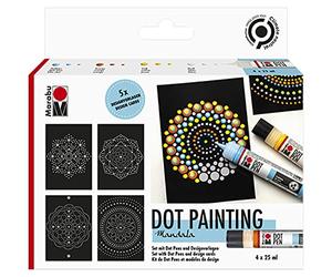 Marabu 18010000084 - Set de marqueurs pour Points 'Mandala', 4 x 25 ML de Peinture à l'eau, pour Dessiner des Mandalas et Peindre des Points.