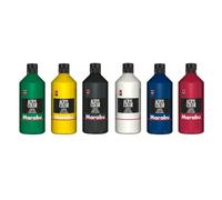 Marabu Acryl Color Big Pack Couleurs de base, 6 x 500 ml, peinture acrylique crémeuse à base d'eau, séchage rapide, résistante à la lumière, imperméable, applicable sur toile, papier et bois