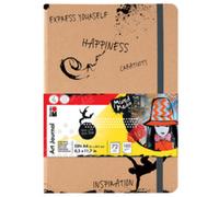 Marabu 1612000000100 Carnet de notes 72 pages format A5 Papier à grain fin mat sans acide résistant à la lumière Reliure cousue haut de gamme et pochette intérieure pliante 180 g/m² Blanc naturel Format A5