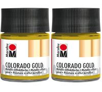 Marabu Colorado Gold 12640005793 Peinture à effet métallisé à base d'eau, résistante à la lumière, aux intempéries, séchage rapide, pour pinceau et tapoter sur les surfaces absorbantes (Lot de 2)