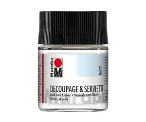 Marabu Decoupage & Serviette, 50 ML de Verre, Vernis Transparent-Mat et Colle pour Technique de Serviette, à Base d'eau, résistant aux intempéries et à la lumière, 11400005843