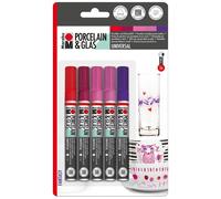 Marabu Peintres fantaisie pour porcelaine et verre 012300082, pointe universelle 1-2 mm, lot de 5