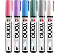 Marabu Yono 124000004003 Lot de 6 marqueurs pastel en acrylique polyvalents avec pointe ogive japonaise 1,5-3 mm, à base d'eau, résistant à la lumière et à l'eau, pour presque tous les supports