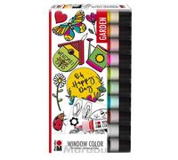 Marabu 0406000000128 - Window Color Garden, 10 x 25 ML de Peinture, modèle à colorier A4 avec 20 Motifs, Peinture à Base d'eau, s'enlève sur Les Surfaces Lisses