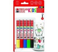 Marabu 0125000000083 - Porcelain & Glas Painter Kids, Set Maxi Fun avec 5 couleurs, stylo pour porcelaine et verre pour enfants, peinture facile, passe au lave-vaisselle après cuisson, pointe 1 à 3 mm