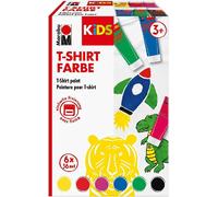 Marabu 0308000000010 - Kids Peinture pour t-Shirt, Peinture pour Tissu pour décorer Les Textiles, 6 x 36 ML, après Fixation, résistant au Lavage jusqu'à 60 °C, pour Enfants à partir de 3 Ans