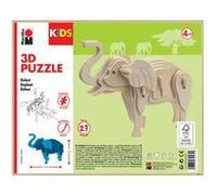 Marabu Puzzle 3D en bois Éléphant pour enfants, 27 pièces, env. 16 x 13 cm, Marron