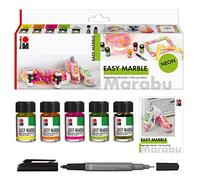 Marabu Kit de démarrage pour peinture marbrée Fluo 15 ml