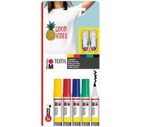 Marabu MARABU Feutres Textilpainter, 5 couleurs pour textiles clairs (2-4 mm)