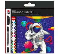 Marabu Marqueurs permanents Graphix Hero of Galaxy - Lot de 24, double pointe 1–2 mm/0,5 mm étanches