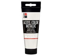 Marabu Peinture Acrylique crémeuse à Base d'eau, séchage Rapide, résistante à la lumière, imperméable à l'eau, Application avec Pinceau et éponge sur Toile, Papier et Bois, 100 ML, Blanc Métallisé