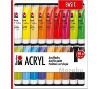 Marabu peinture acrylique set 18 x 36 ml couleurs assorties