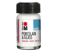 Marabu Peinture blanche brillante pour porcelaine, céramique et verre, 15 ml, pour peinture et estampage, à base d'eau, lavable, passe au lave-vaisselle