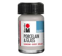 Marabu Peinture brillante pour porcelaine, céramique et verre, argent métallisé, 15 ml, pour peinture et estampage, lavable, passe au lave-vaisselle