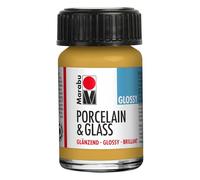 Marabu Peinture brillante pour porcelaine, céramique et verre, doré métallisé, 15 ml, pour peinture et estampage, lavable, passe au lave-vaisselle