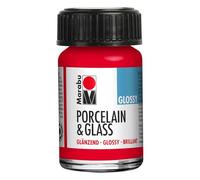 Marabu Peinture brillante pour porcelaine, céramique et verre, rouge cerise, 15 ml, pour peinture et estampage à base d'eau, lavable, passe au lave-vaisselle