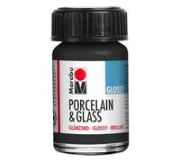 Marabu Peinture noire brillante pour porcelaine, céramique et verre, 15 ml, pour peinture et estampage, à base d'eau, lavable, passe au lave-vaisselle