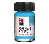 Marabu Peinture brillante pour porcelaine, céramique et verre, bleu clair, 15 ml, pour peinture et estampage à base d'eau, lavable, passe au lave-vaisselle