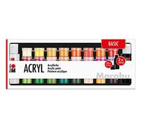 Marabu Peintures acryliques, 34 x 59 ml, multicolore, non toxiques, résistantes à l'eau, fabriquées en Allemagne