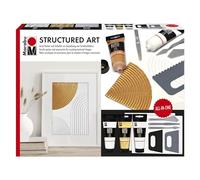 Marabu Set de pâtes acryliques STRUCTURED ART, pâte structurée y compris spatule, couteau à peindre et carton à peindre, set de peinture pour Mixed Media, Art Journaling, spatule etc., 1202000000088