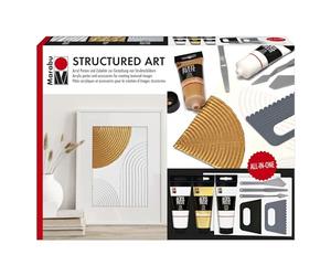 Marabu Set de pâtes acryliques STRUCTURED ART, pâte structurée y compris spatule, couteau à peindre et carton à peindre, set de peinture pour Mixed Media, Art Journaling, spatule etc., 1202000000088