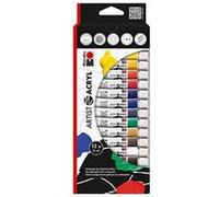 Marabu Artist 122000000090 Lot de 12 peintures acryliques Fines de qualité Artistique, à Base d'eau, consistance pâteuse, hautement pigmentée, très Bonne Brillance et opacité, 12 x 12 ML