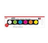 Marabu 1210000000204 - Kit débutant de peinture acrylique néon, 6 couleurs en pot de 3,5 ml, à base d'eau, imperméable et résistant à la lumière, séchage rapide pour châssis, papier, carton, bois