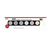 Marabu 1210000000211 - Kit de démarrage de peinture acrylique pastel, 6 couleurs en pot de 3,5 ml, à base d'eau, imperméable et résistant à la lumière, séchage rapide pour châssis, papier, carton et bois
