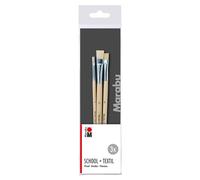 Marabu Set School, 3 pinceaux Plats en Bois certifié FSC, avec Poils naturels, Maternelle, l'école et la Peinture sur Textile, 0180000000200, Multicolor, Gr. 4, 8, 12
