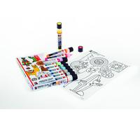 Marabu 0406000000126 Peinture de fenêtre amusante et tendance Thème lama Peinture transparente à base d'eau pour surfaces lisses 10 tubes de 25 ml et modèle de coloriage A4 avec 16 motifs tirés du monde des lamas