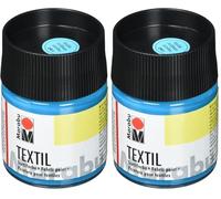 Marabu Textil Bocal 50 ML, Peinture, Tissu, Bleu Caraïbe, 5 x 5 x 7.7 cm, Caraïbes (Lot de 2)