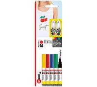 Marabu Textil Lot de 5 stylos de Peinture Pointe 1-2 mm
