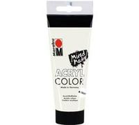 Marabu Peinture Acrylique crémeuse à Base d'eau, séchage Rapide, résistante à la lumière, imperméable à l'eau, Application avec Pinceau et éponge sur Toile, Papier et Bois, 100 ML, Blanc Métallisé