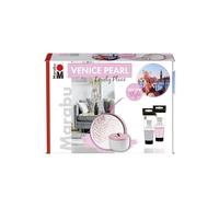 Marabu Venice Pearl 12600000080 Lot de 2 pots de peinture acrylique nacrée à base d'eau, résistante à la lumière, aux intempéries, séchage rapide, 2 x 100 ml de peinture et pinceau