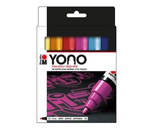 Marabu YONO 124000004004 Lot de 12 marqueurs acryliques polyvalents avec pointe ogive japonaise 1,5-3 mm, à base d'eau, résistant à la lumière et à l'eau, pour presque tous les supports
