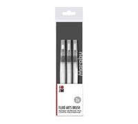 Marabu 0173000000080 Lot de 3 pinceaux pour réservoir d'eau Poils fins et élastiques Idéal pour peindre, écrire et masquer sur papier et tissu Multicolore Taille unique, Coloré