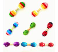 Maracas En Bois Coloré À Double Tête, 1 Pièce, Instrument De Musique Pour Bébé, Hochet Secoueur Pour Fête, Jouet, Livraison Aléatoire