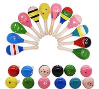 Maracas Hochet 12 Pièces Bois Maraca Hochets Maracas Hochet Shakers Bébé Maracas Jouet en Bois Marteau à Sable en Bois Jouets Musicaux de Maracas en Bois Instrument de Musique pour Enfant 6+ Ans