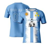 Maradona T-shirt de football imprimé pour adultes garçons, Diego - T-shirt Maradona pour homme, t-shirt Argentine, numéro de l'équipe personnalisé, bleu, 3XL