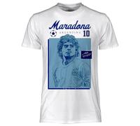 Maradona T-shirt officiel. T-shirt unisexe en coton. T-shirt pour adulte et garçon, Blanc, Medium