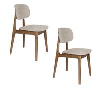 MARAIS - Lot de 2 chaises de repas en bois noyer et tissu beige Beige