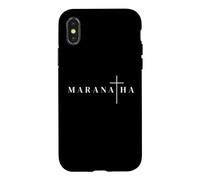 Maranatha Come Lord Citation Grecque avec la Croix de Jésus Coque pour iPhone X/XS