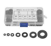 Maranon Rondelle Plate, kit de Bague Plate de Joint Plat de rondelle en Plastique en Nylon Noir 350pcs M2/M2.5/M3/M4/M5/M6/M8