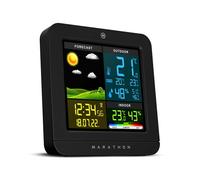 Marathon Berlin-Station Météo Couleur Intérieure Sans fil Avec Capteur Extérieur-Prévisions Météo-Température Et Taux D’humidité Int Et Ext-Affichage Des Min-Max De La Journée-Heure Radio-Piloté