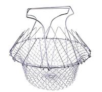 Marbeine Panier à Salade Pliable en INOX, Vapeur de Rinçage Crépine Panier de Chef pour Frites Légumes Salades (1PCS)