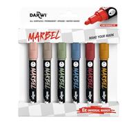 Clairefontaine Set de 6 marqueurs universels Marbel Pointe ronde médium 4 mm Assortiment Nature